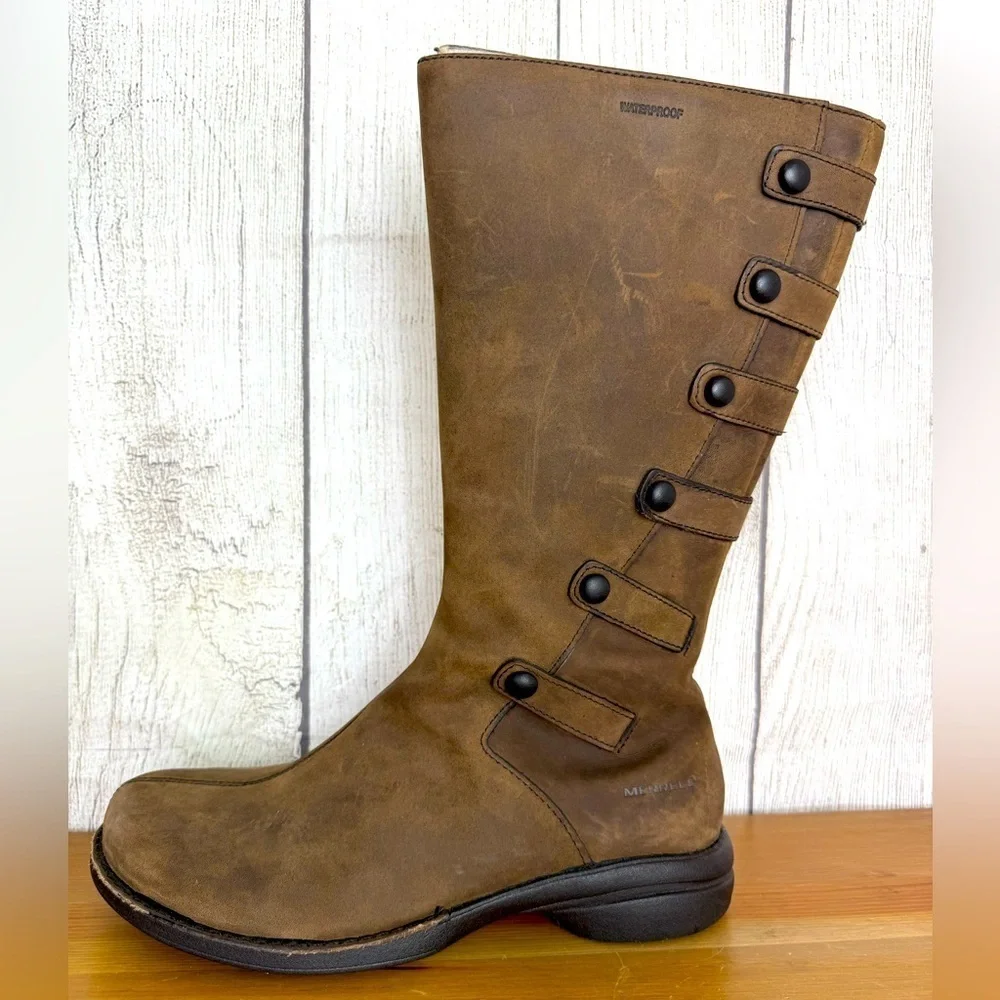 NEW MERRELL Tetra Launch Cinnamon Nubuck Leather WATERPROOF Boots Women’s 6.5